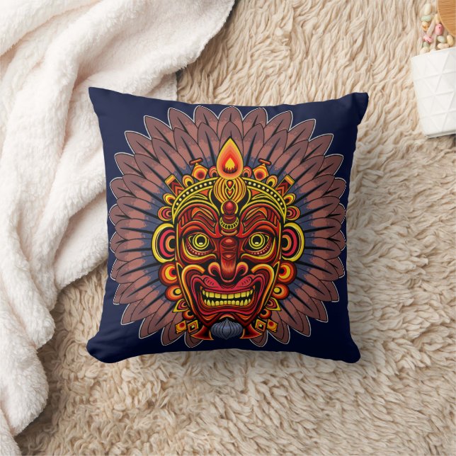 Tribal Warrior King Ritual Mask Kissen (Decke)