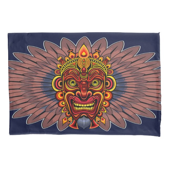 Tribal Warrior King Ritual Mask Kissenbezug (Vorderseite)
