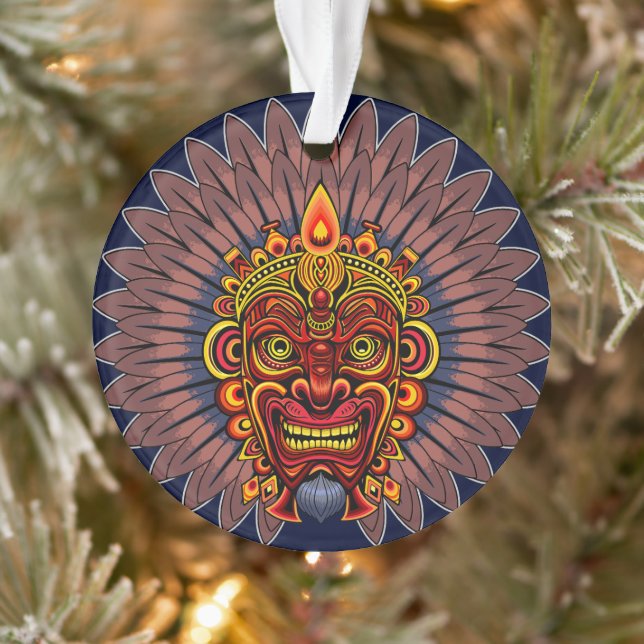 Tribal Warrior King Ritual Mask Ornament (Baum)