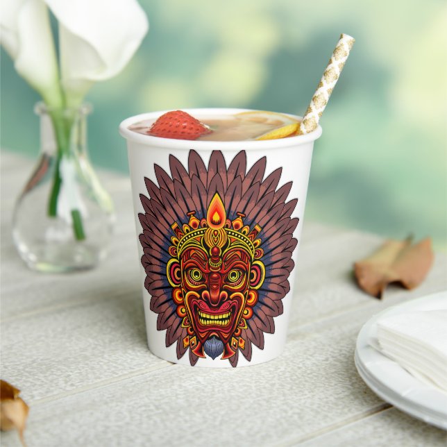 Tribal Warrior King Ritual Mask Pappbecher (In Situ)