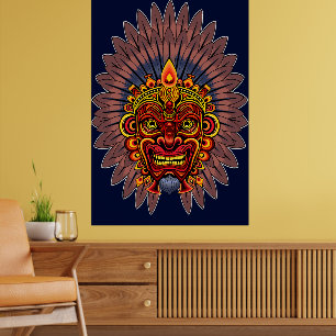 Tribal Warrior King Ritual Mask Poster