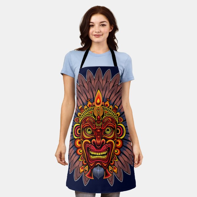Tribal Warrior King Ritual Mask Schürze (Getragen)