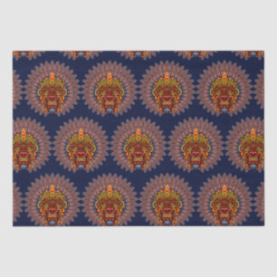 Tribal Warrior King Ritual Mask Seidenpapier