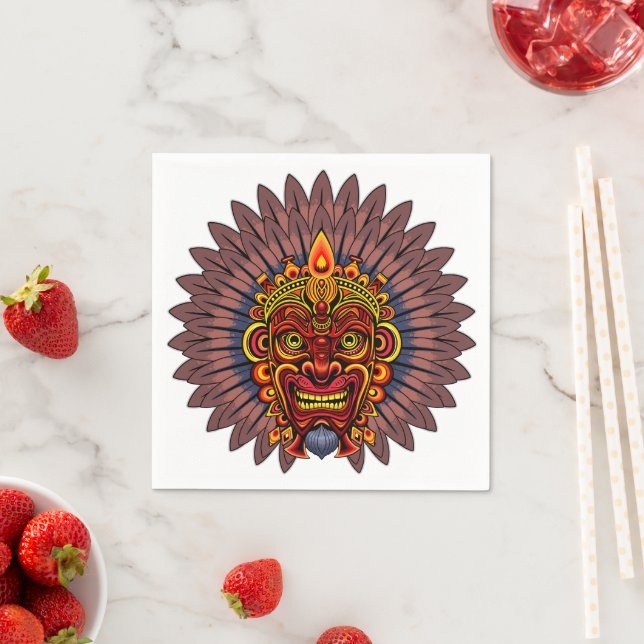 Tribal Warrior King Ritual Mask Serviette (Beispiel)