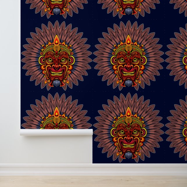 Tribal Warrior King Ritual Mask Tapete (Anwendung)