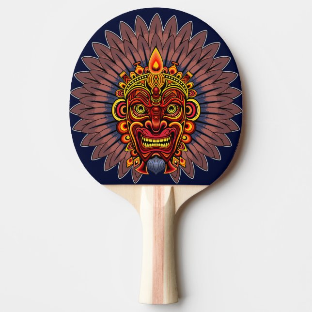 Tribal Warrior King Ritual Mask Tischtennis Schläger (Vorderseite)