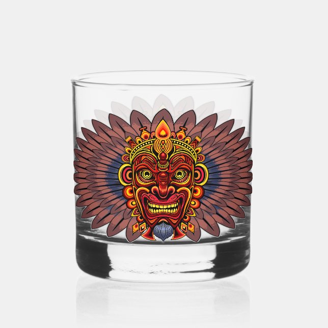 Tribal Warrior King Ritual Mask Whiskyglas (Vorderseite)