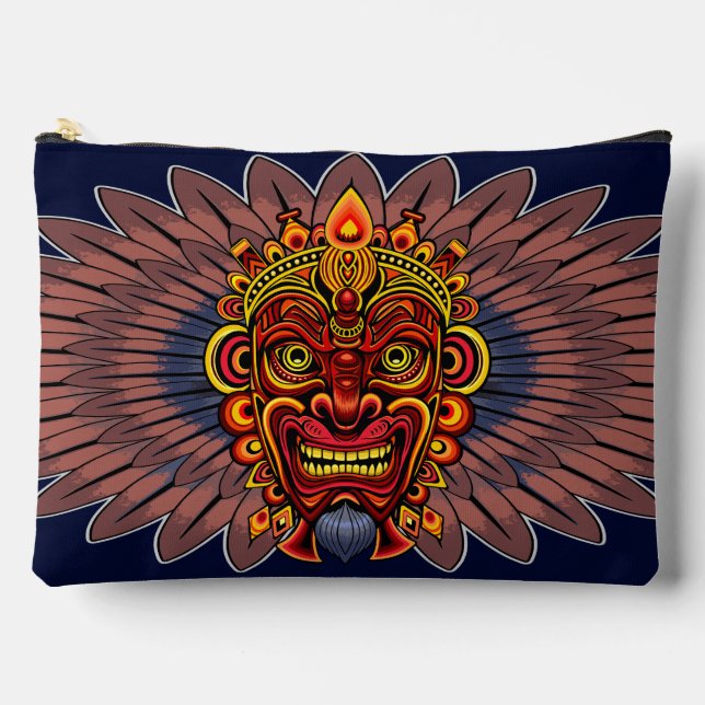 Tribal Warrior King Ritual Mask Zubehörtasche (Vorderseite)