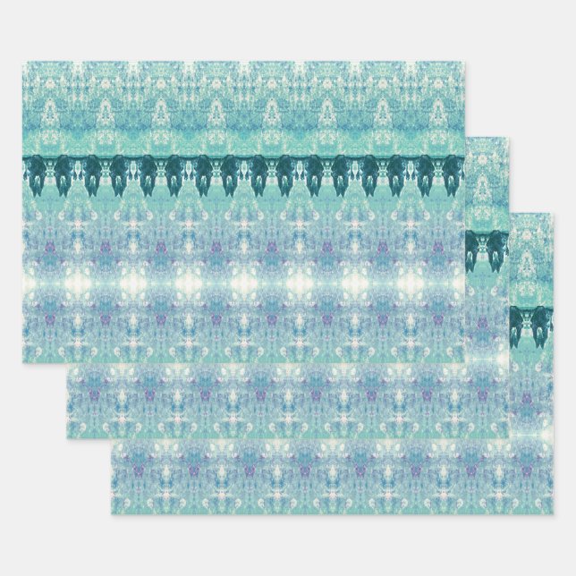 Tribal-Western Aquamarin-Grün-Muster-Bullenschädel Geschenkpapier Set (Set)