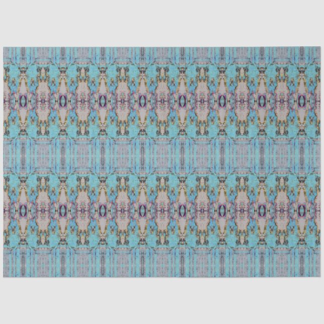 Tribal Western Blaues Aquamarines Kunstmuster Bull Seidenpapier (Vorderseite)