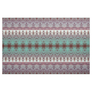 Tribal Western Muster Aquamarin Bull Cow Skull Cou Stoff