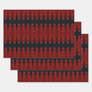 Tribal Western Red Black Art Muster Bull Skull Geschenkpapier Set