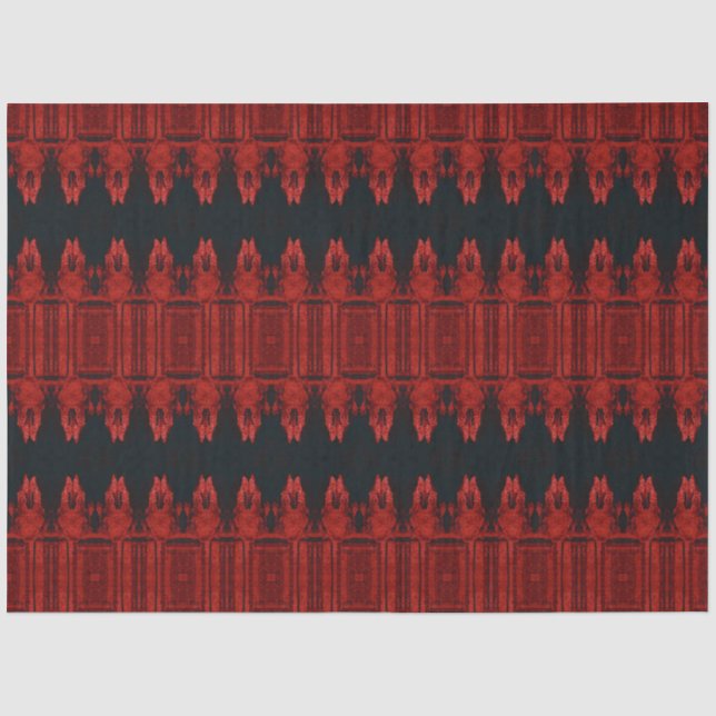 Tribal Western Red Black Art Muster Bull Skull Seidenpapier (Vorderseite)