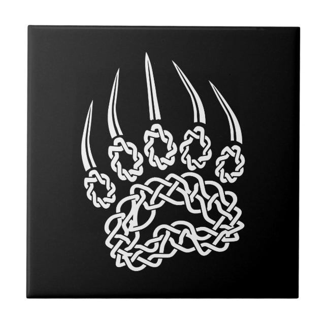 Tribal White Bear Paw Fliese (Vorderseite)