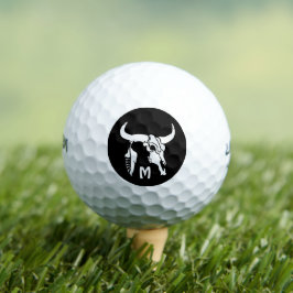 Tribal White Longhorn Bull Skull w White Fether Golfball