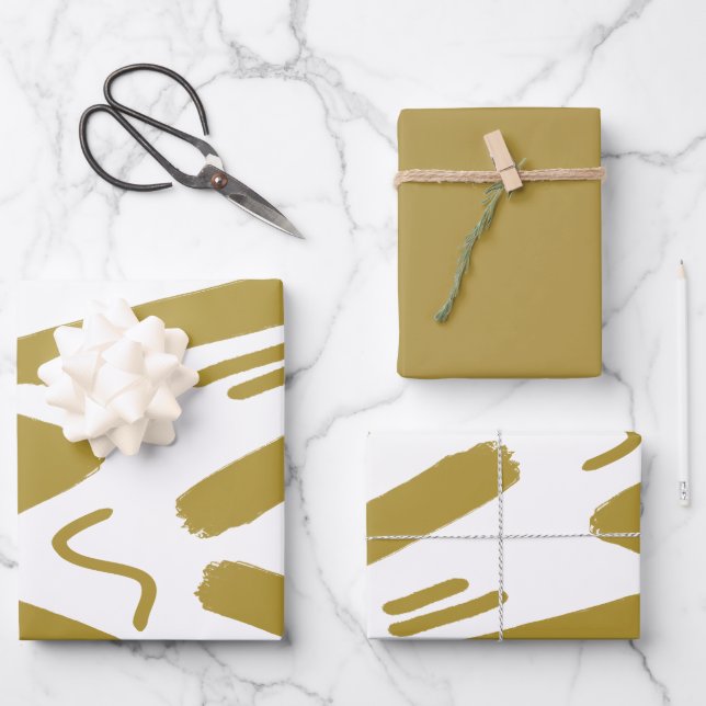 Tribal White und Gold Geschenkpapier Set (Vorderseite)