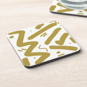 Tribal White und Gold Getränkeuntersetzer