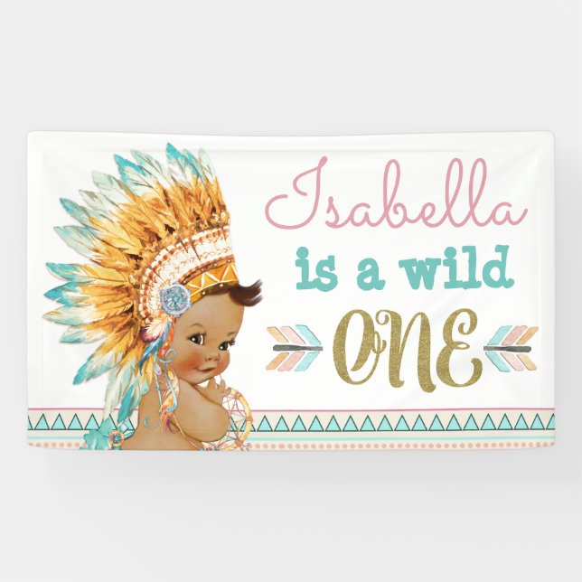 Tribal Wild One Anniversaire Bannière 1er Annivers (Horizontal)