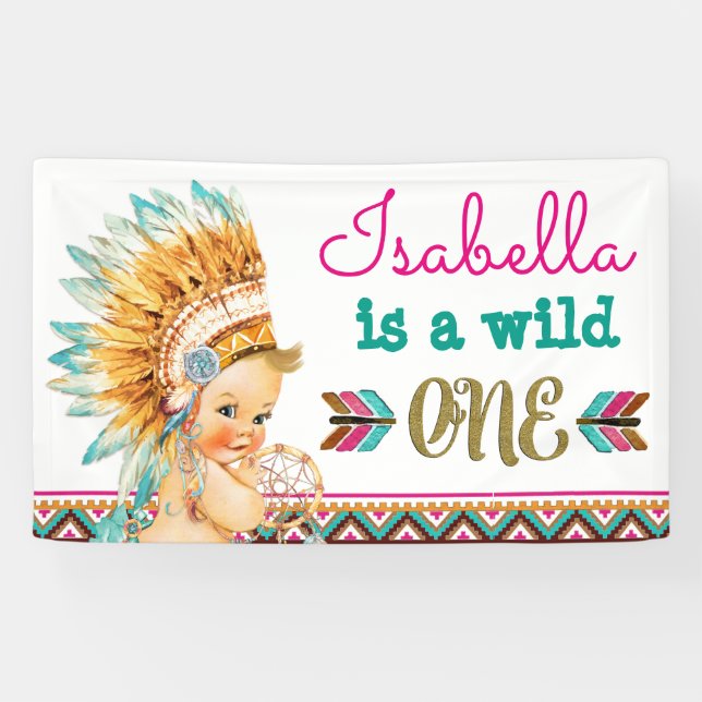 Tribal Wild One Anniversaire Bannière 1er Annivers (Horizontal)