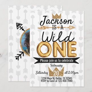 Tribal Wild One Birthday Party Einladung Krone