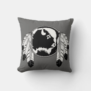Tribal Wildlife Pillow Native Art Buffalo Pillows Kissen