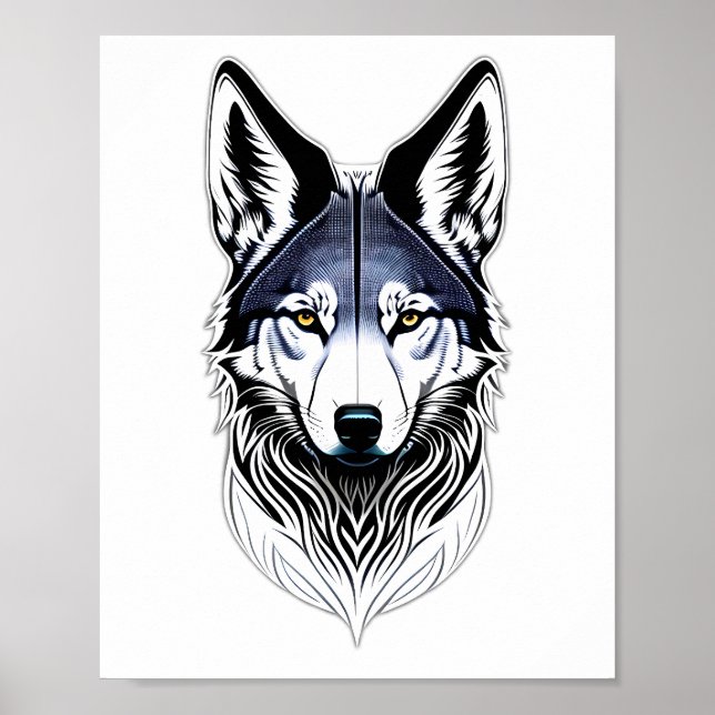 Tribal Wolf Face Design Poster (Vorne)