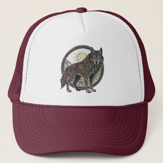Tribal Wolf Hut Truckerkappe (Vorderseite)