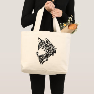Tribal Wolf Jumbo Stoffbeutel