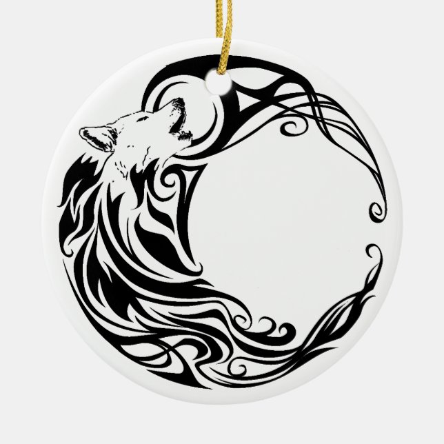 Tribal Wolf Keramikornament (Vorne)