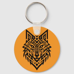 Tribal Wolf Kopf Schlüsselanhänger – Kühner & Wild