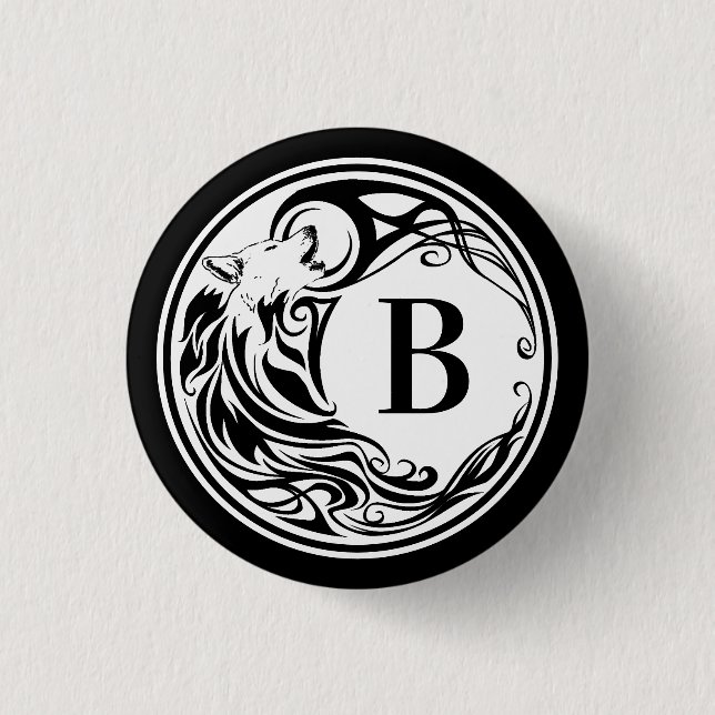 Tribal Wolf Monogram Button (Vorderseite)