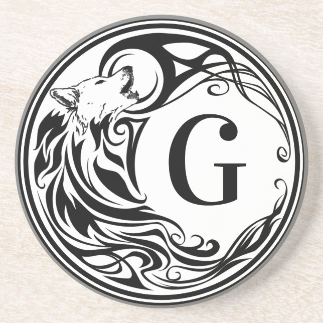 Tribal Wolf Monogram Getränkeuntersetzer (Vorne)