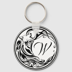 Tribal Wolf Monogram Schlüsselanhänger