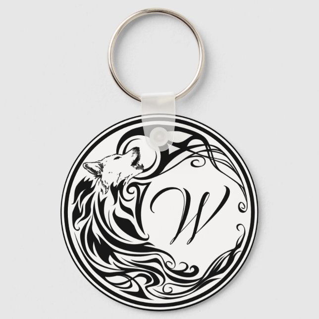 Tribal Wolf Monogramm Schlüsselanhänger (Vorderseite)
