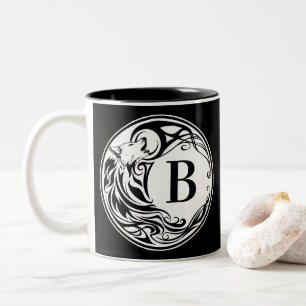 Tribal Wolf Monogramm Zweifarbige Tasse