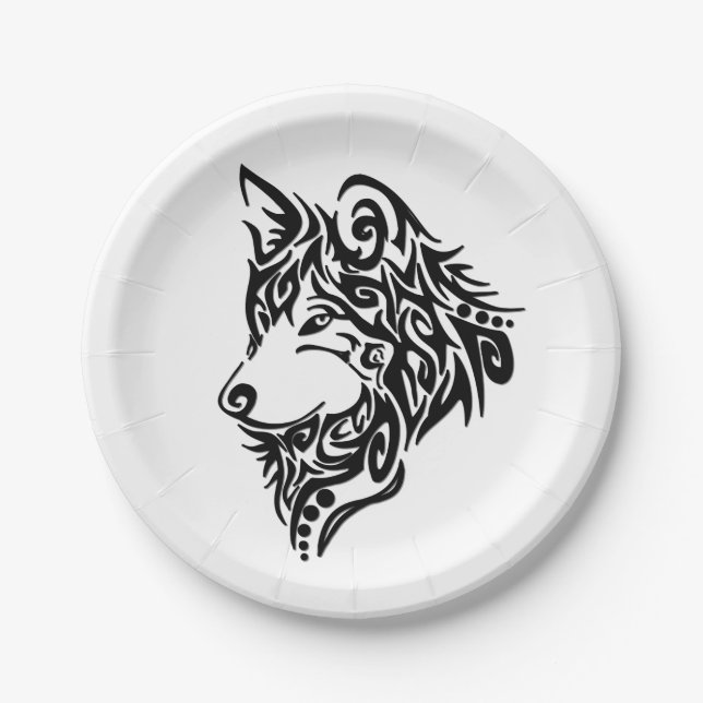 Tribal Wolf Pappteller (Vorderseite)