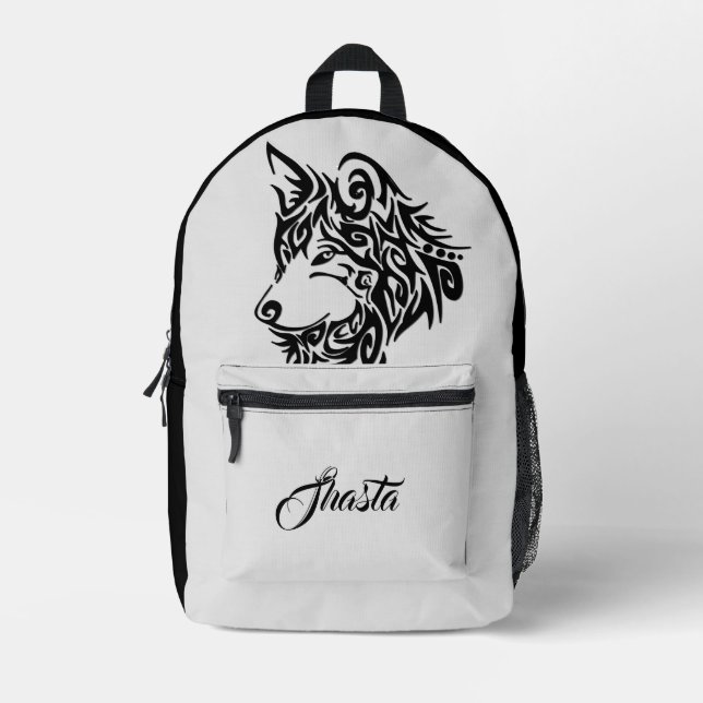 Tribal Wolf Personalisiert Bedruckter Rucksack (Vorderseite)