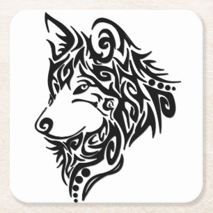 Tribal Wolf Rechteckiger Pappuntersetzer