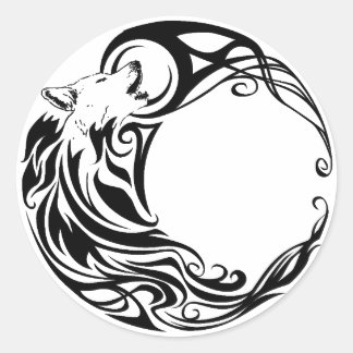 Tribal Wolf Runder Aufkleber