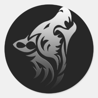 Tribal Wolf Runder Aufkleber