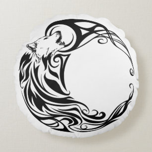 Tribal Wolf Rundes Kissen