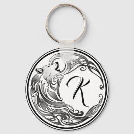 Tribal Wolf schattierte Monogramm Schlüsselanhänger