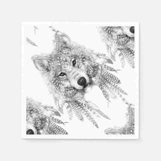 Tribal Wolf Spirit Serviette (Vorderseite)