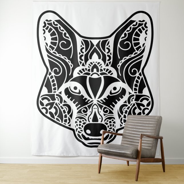 Tribal WOLF Wandteppich (Beispiel)