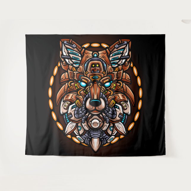 Tribal Wolf Wandteppich (Vorderseite (Horizontal))