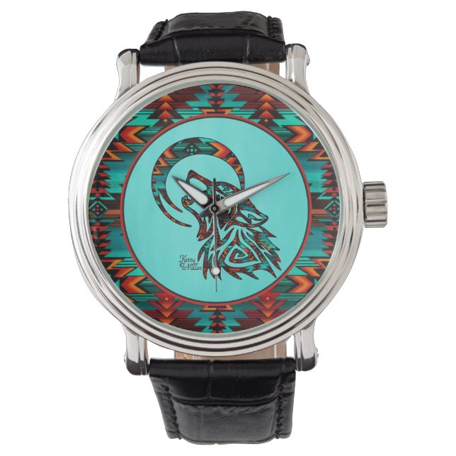 Tribal Wolf Watch Armbanduhr (Vorderseite)