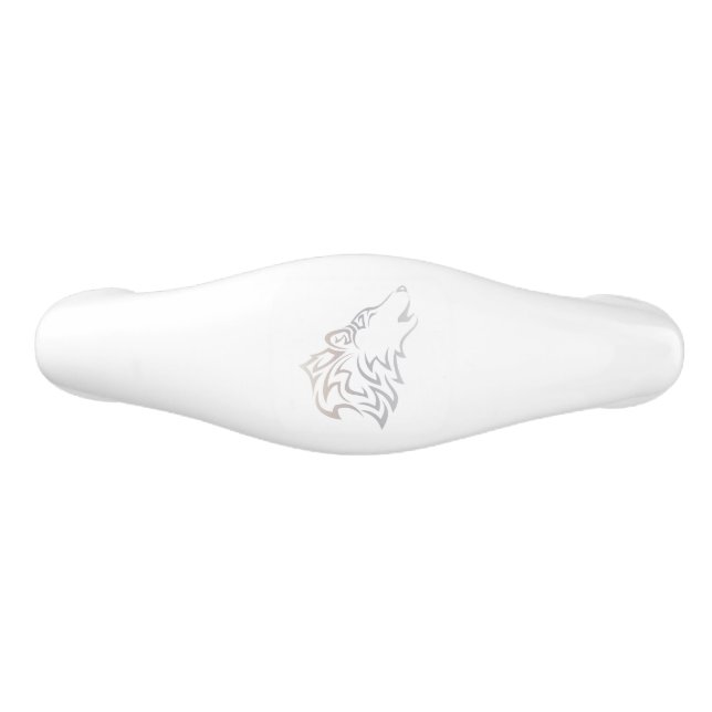 Tribal Wolf White Taupe Gradient Keramik Schubladengriff (Vorderseite)