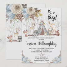 Tribal Woodland Animals Baby Shower Baby Boy