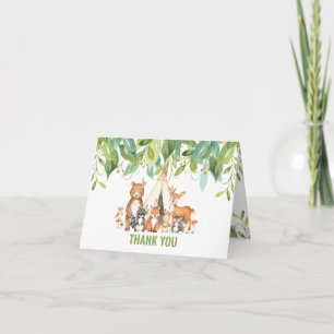 Tribal Woodland Animals Baby Shower Forest Neutral Dankeskarte