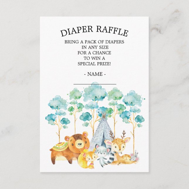 Tribal Woodland Animals Kinderdusche Windelwindung Begleitkarte (Vorderseite)
